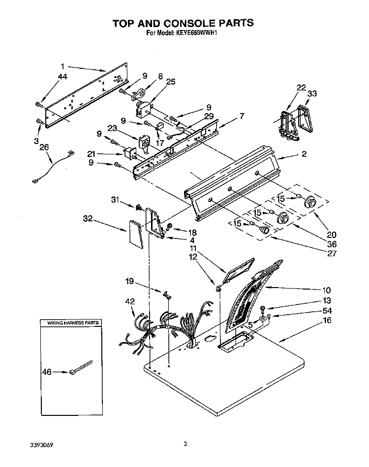 SECTION Diagram and Parts List for KEYE660WWH1  KitchenAid Dryer