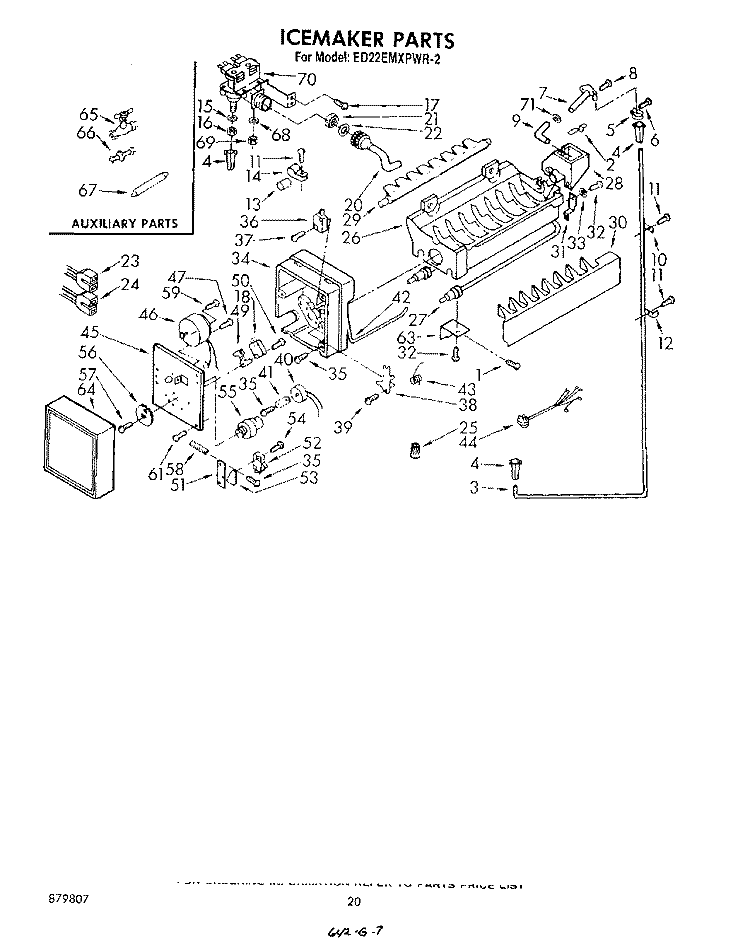 ICEMAKER Diagram and Parts List for ED22EMXPWR2  Whirlpool Refrigerator