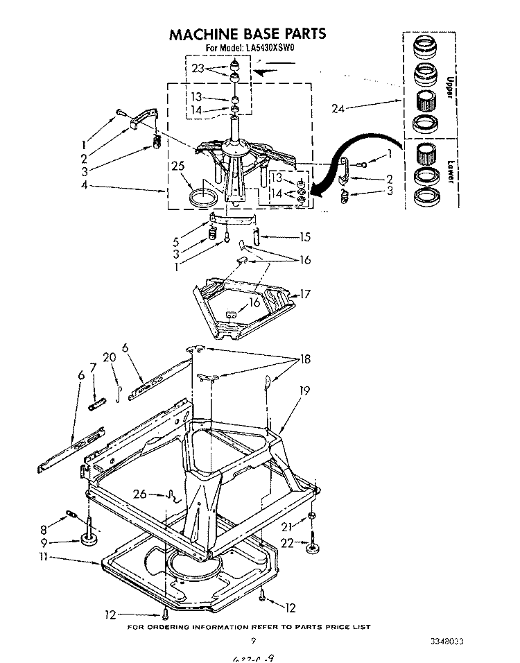 MACHINE BASE Diagram and Parts List for LA5430XSW0  Whirlpool Washer