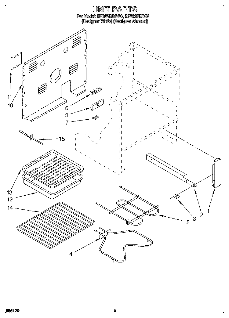 UNIT, OPTIONAL Diagram and Parts List for RF362BBDQ0  Whirlpool Range