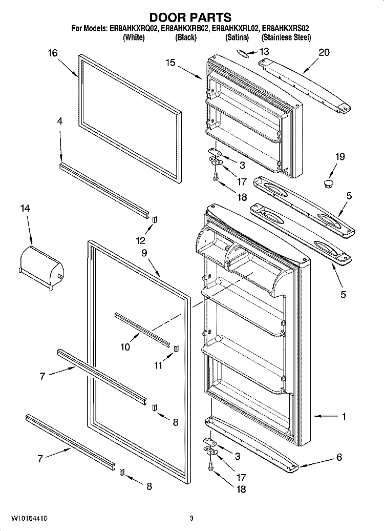 DOOR PARTS Diagram and Parts List for ER8AHKXRB02  Whirlpool Refrigerator