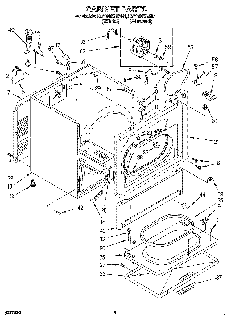 CABINET Diagram and Parts List for KGYE665BWH1  KitchenAid Dryer