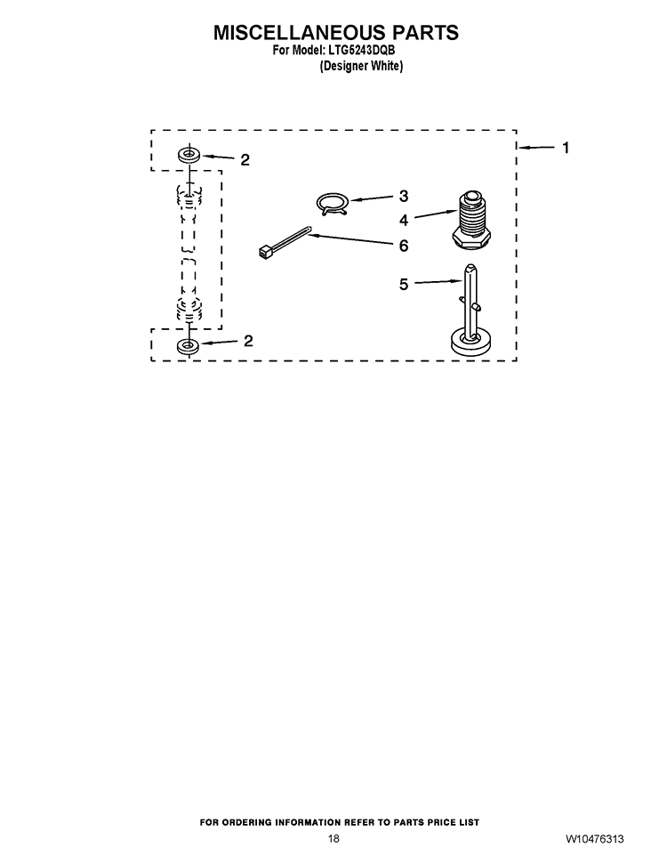 MISCELLANEOUS PARTS Diagram and Parts List for LTG5243DQB  Whirlpool Washer Dryer Combo
