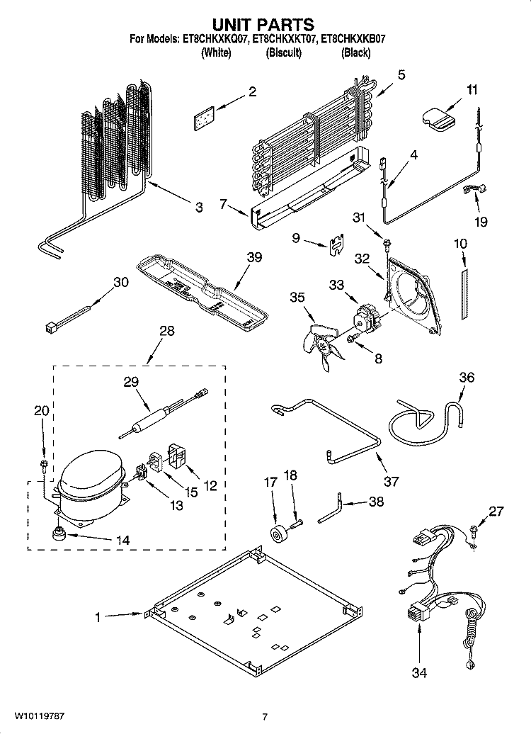 UNIT PARTS Diagram and Parts List for ET8CHKXKT07  Whirlpool Refrigerator