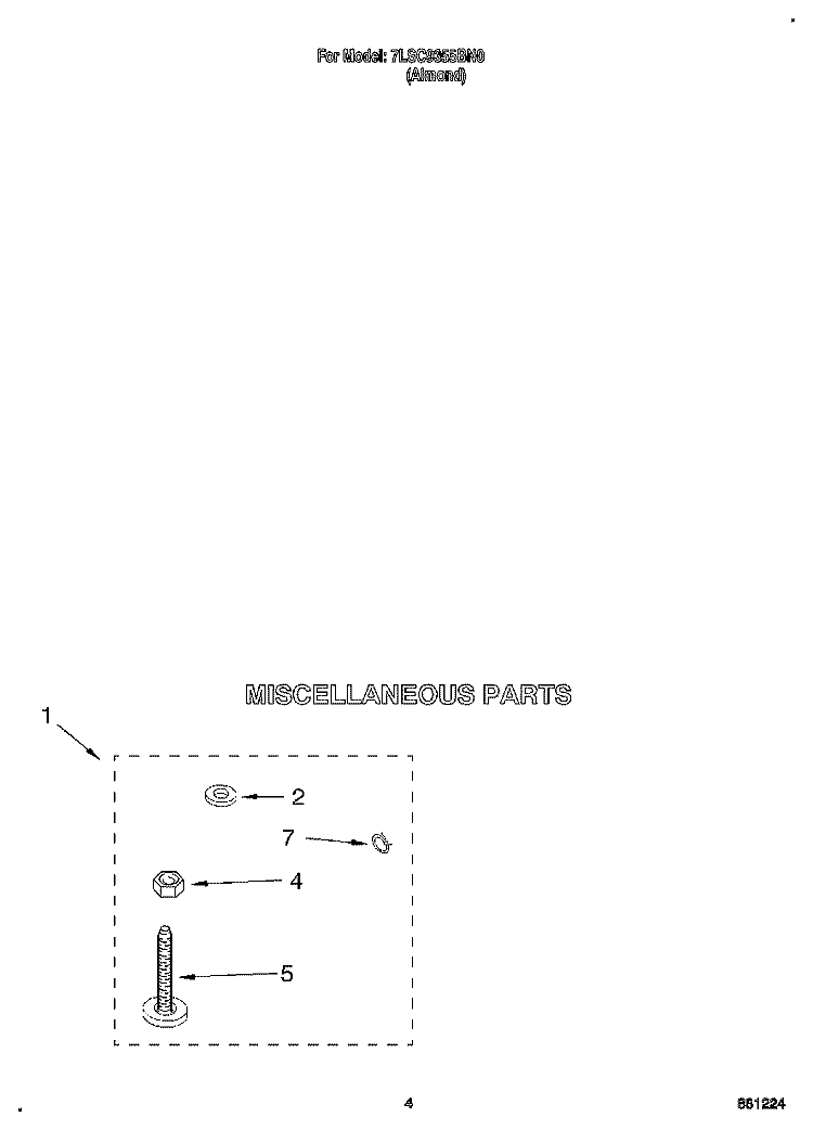 MISCELLANEOUS Diagram and Parts List for 7LSC9355BN0  Whirlpool Washer