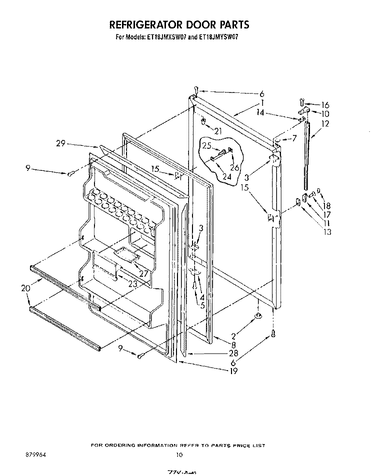 REFRIGERATOR DOOR Diagram and Parts List for ET18JMYSF07  Whirlpool Refrigerator