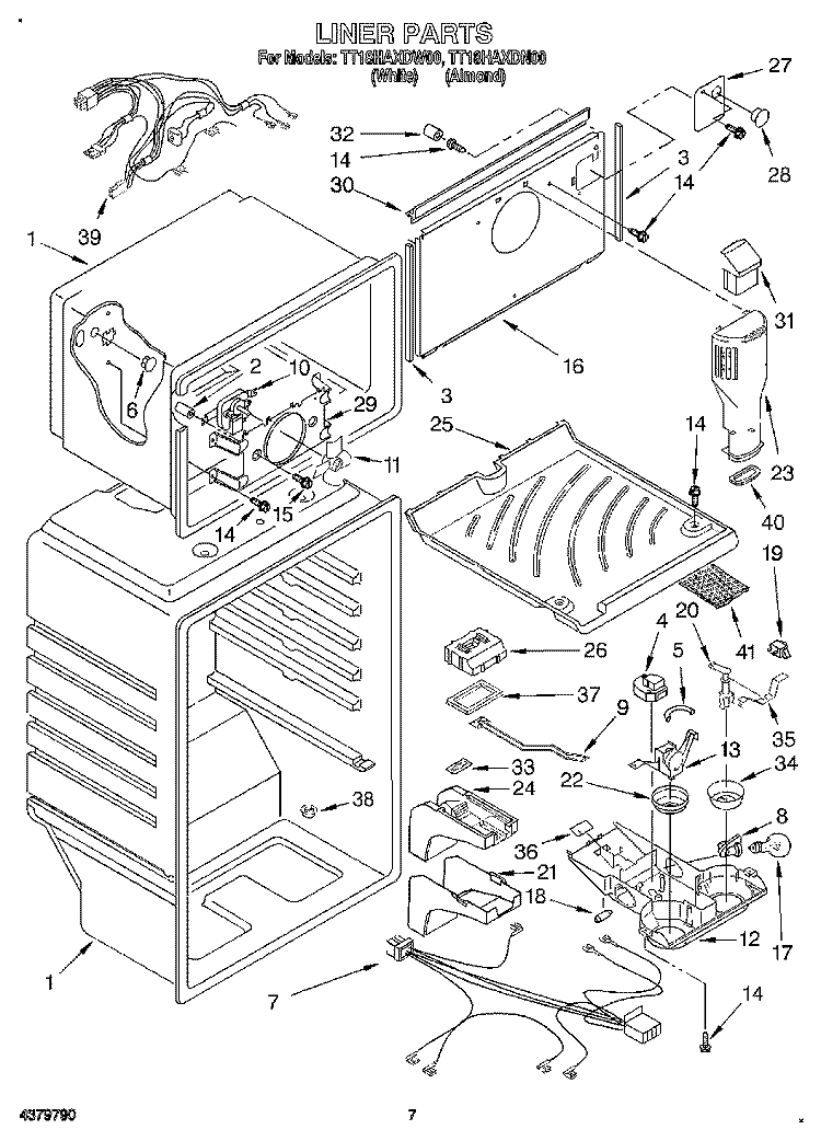 LINER Diagram and Parts List for TT18HAXDW00  Estate Refrigerator