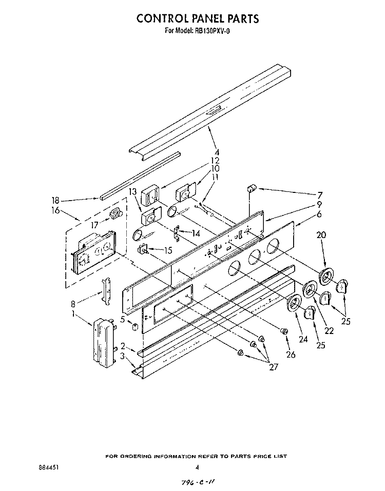 CONTROL PANEL , LITERATURE AND OPTIONAL Diagram and Parts List for RB130PXV0  Whirlpool Wall Oven