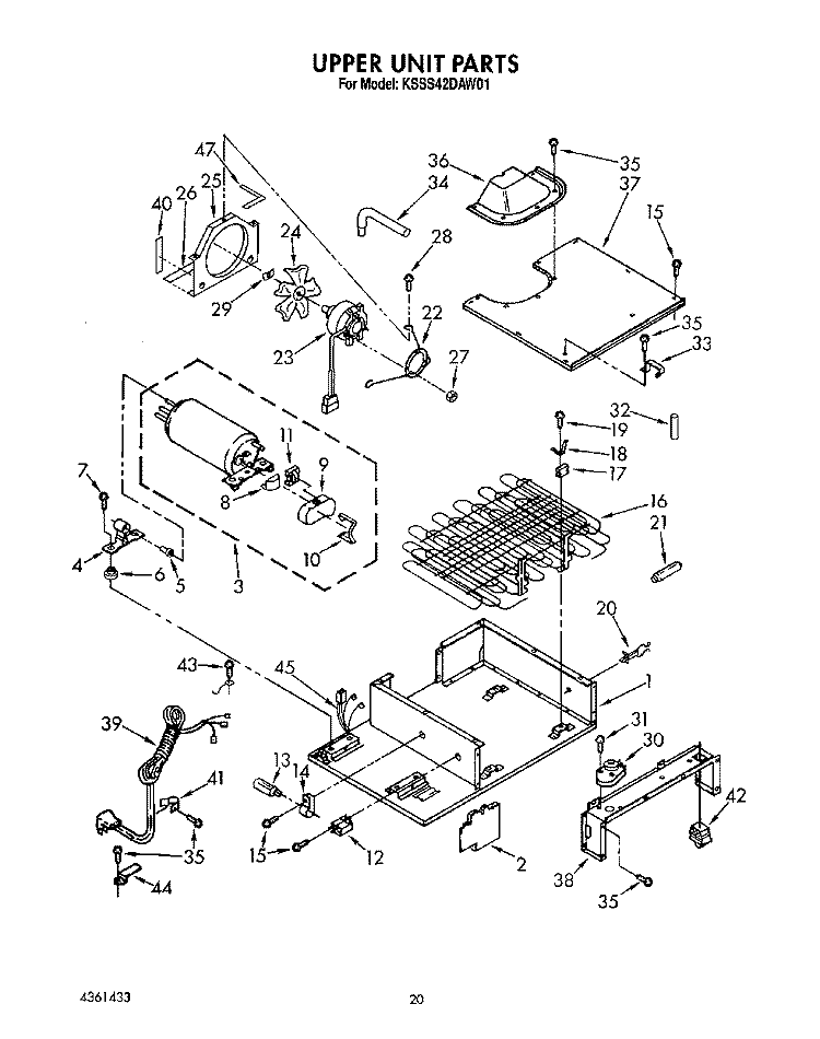 UPPER UNIT Diagram and Parts List for KSSS42DAW01  KitchenAid Refrigerator