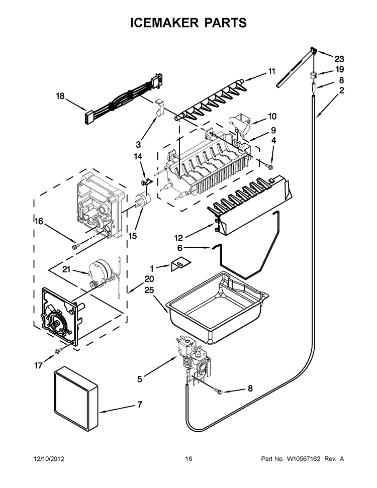 ICEMAKER PARTS Diagram and Parts List for GX5FHDXVB08  Whirlpool Refrigerator