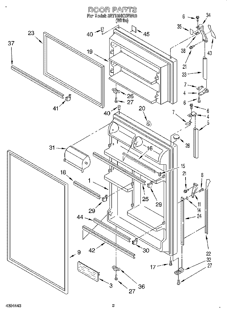 DOOR Diagram and Parts List for 3ET18NKXEW00  Whirlpool Refrigerator