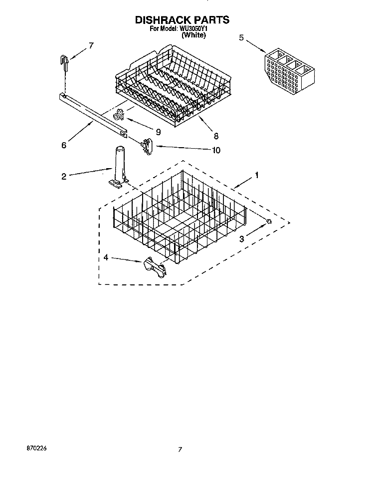 DISHRACK Diagram and Parts List for WU3050Y1  Roper Dishwasher