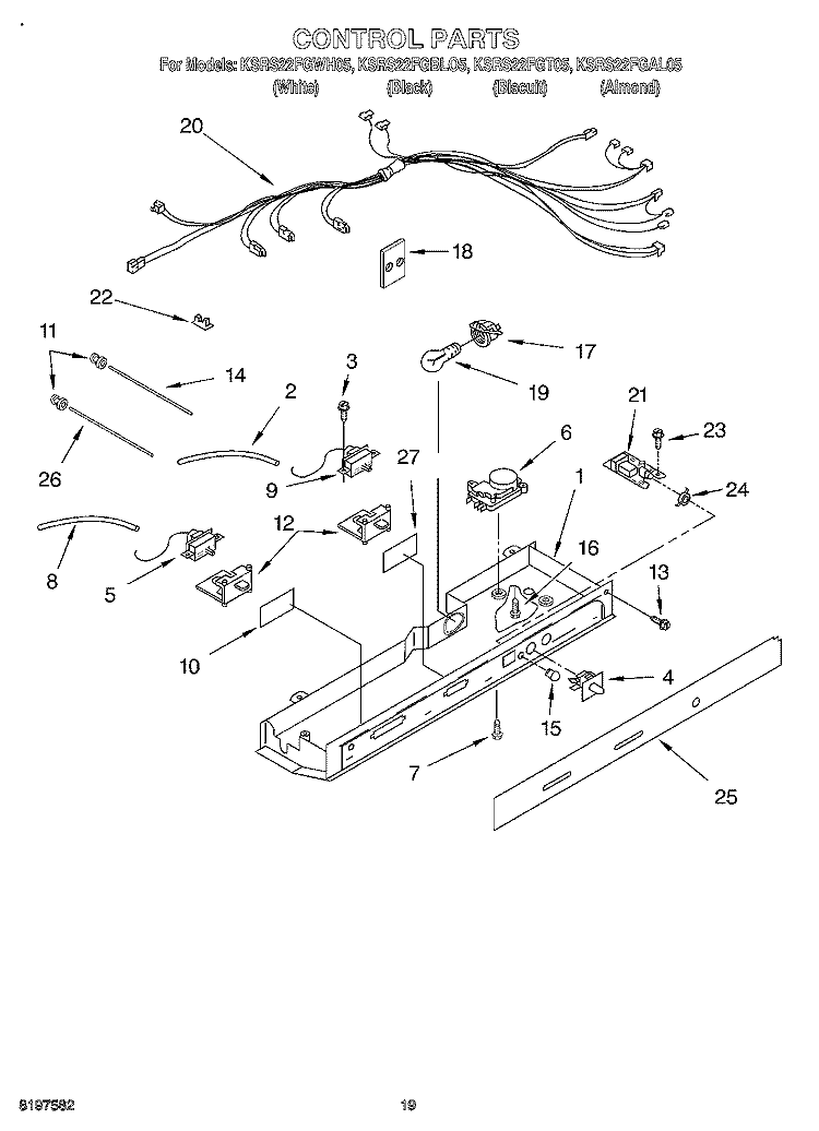 CONTROL, OPTIONAL Diagram and Parts List for KSRS22FGBL05  KitchenAid Refrigerator