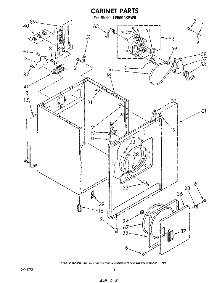 SECTION Diagram and Parts List for LE5600XPW0  Whirlpool Dryer