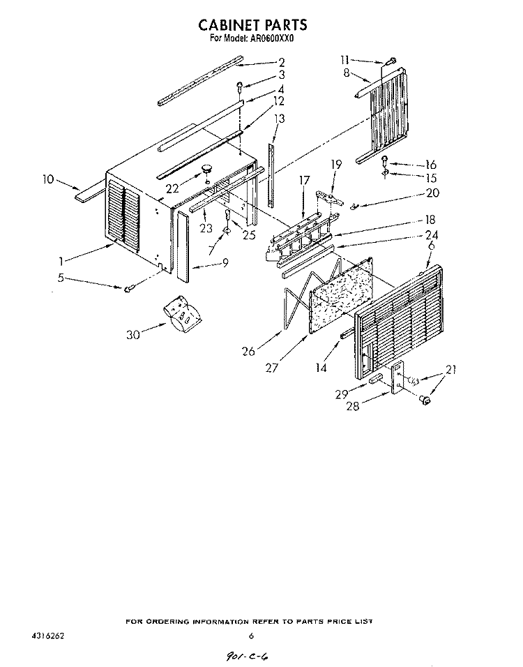 CABINET Diagram and Parts List for AR0600XX0  Whirlpool Air Conditioner