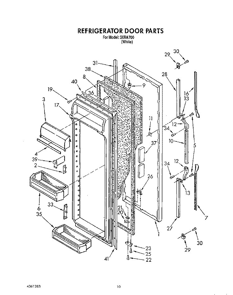REFRIGERATOR DOOR Diagram and Parts List for 3XRA700  Whirlpool Refrigerator