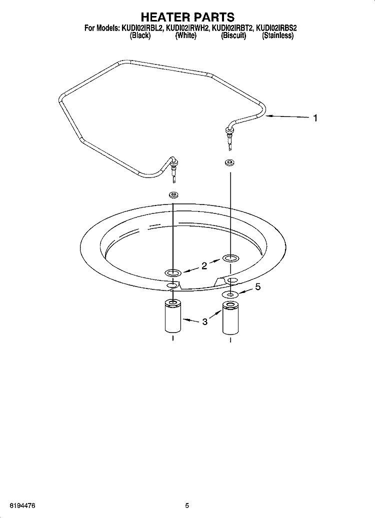 HEATER PARTS Diagram and Parts List for KUDI02IRWH2  KitchenAid Dishwasher