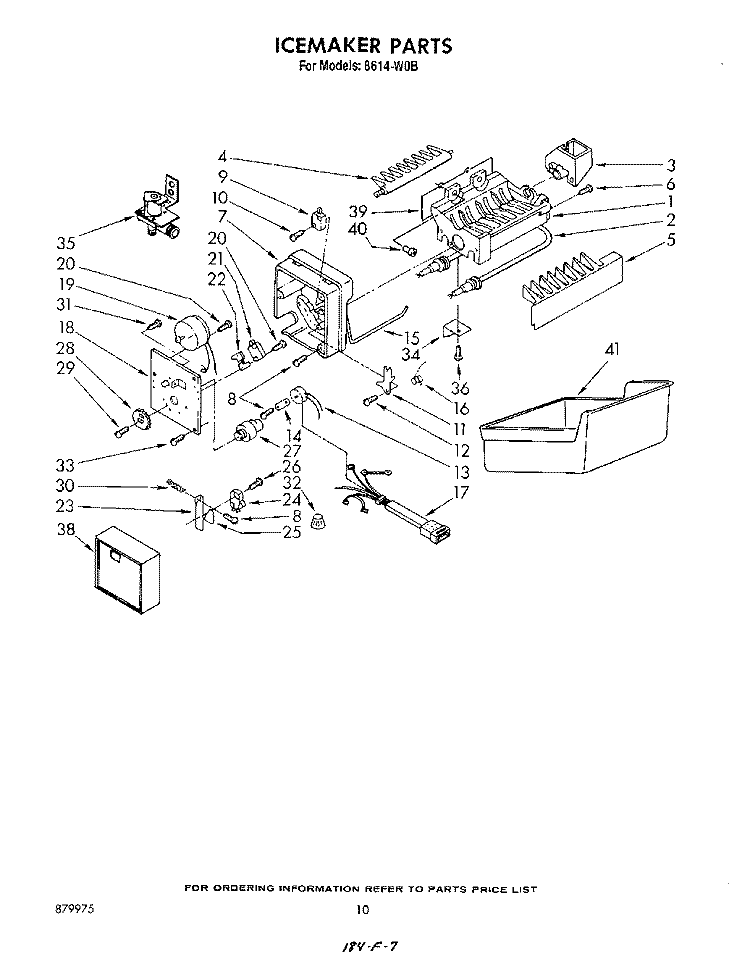 ICE MAKER Diagram and Parts List for 8614W0B  Roper Refrigerator