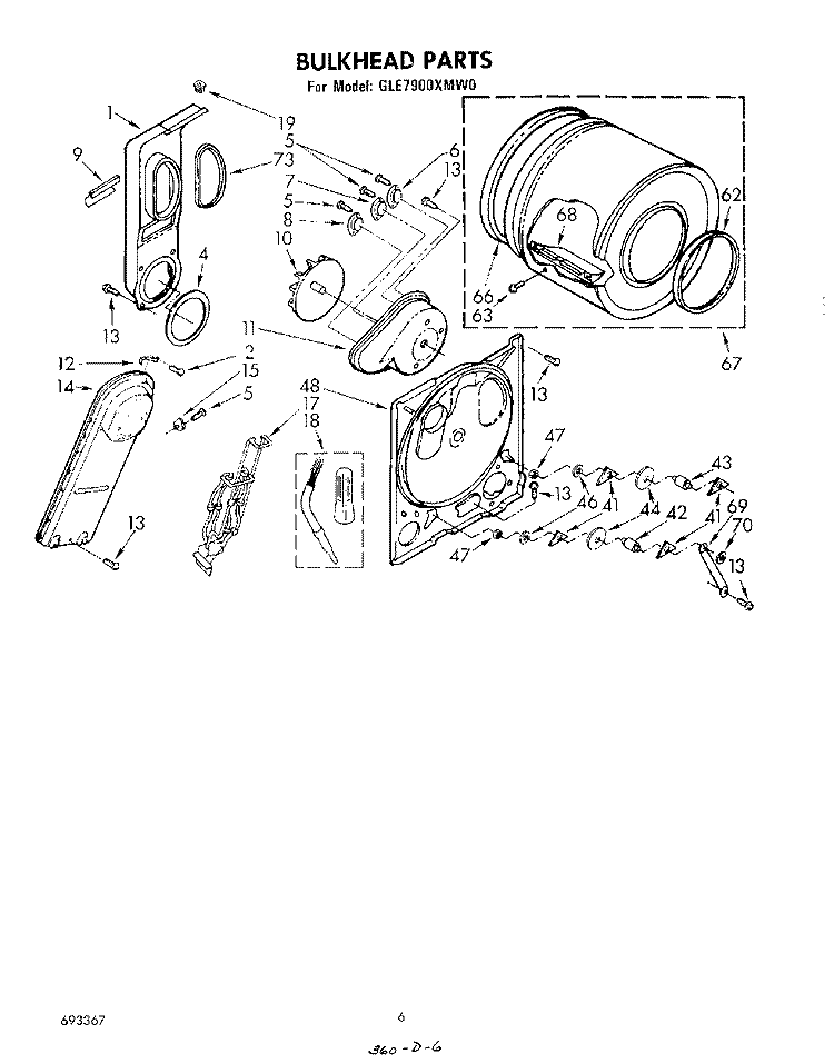 SECTION Diagram and Parts List for GLE7900XMW0  Whirlpool Dryer