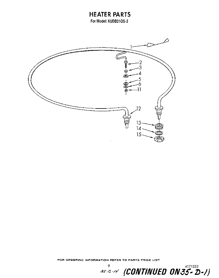 HEATER Diagram and Parts List for KUDB210S2  KitchenAid Dishwasher