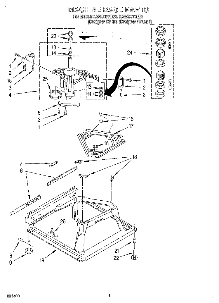 MACHINE BASE Diagram and Parts List for KAWS677EQ0  KitchenAid Washer