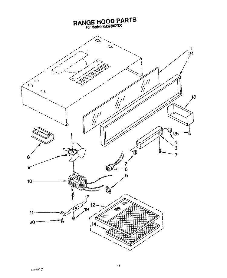SECTION Diagram and Parts List for RH3730XYQ0  Whirlpool Range Hood