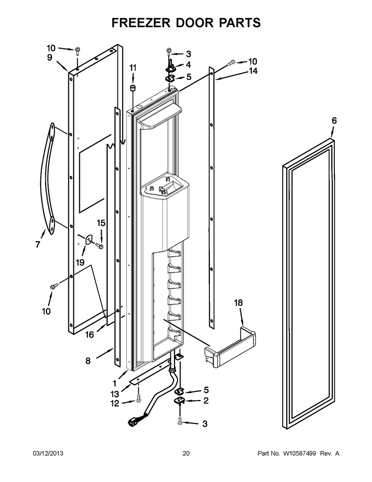 FREEZER DOOR PARTS Diagram and Parts List for KSSC42QTS17  KitchenAid Refrigerator