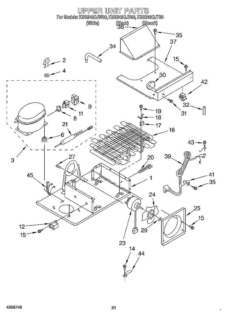 UPPER UNIT Diagram and Parts List for KSSS42QJT00  KitchenAid Refrigerator