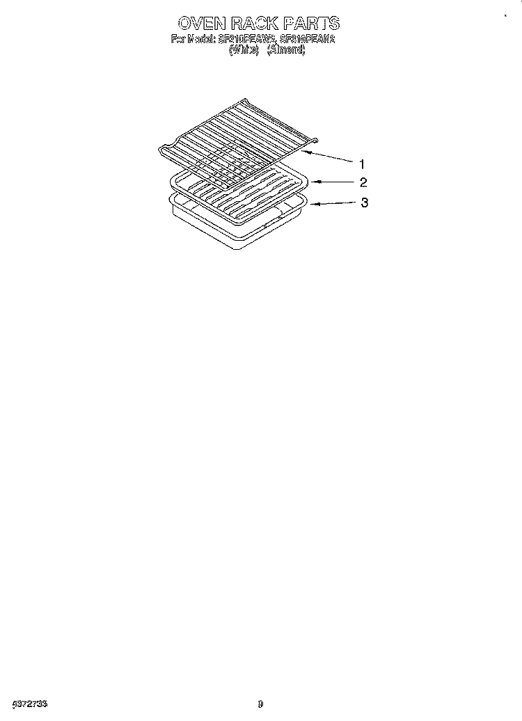 OVEN RACK, LIT/OPTIONAL Diagram and Parts List for SF310PEAW2  Whirlpool Range