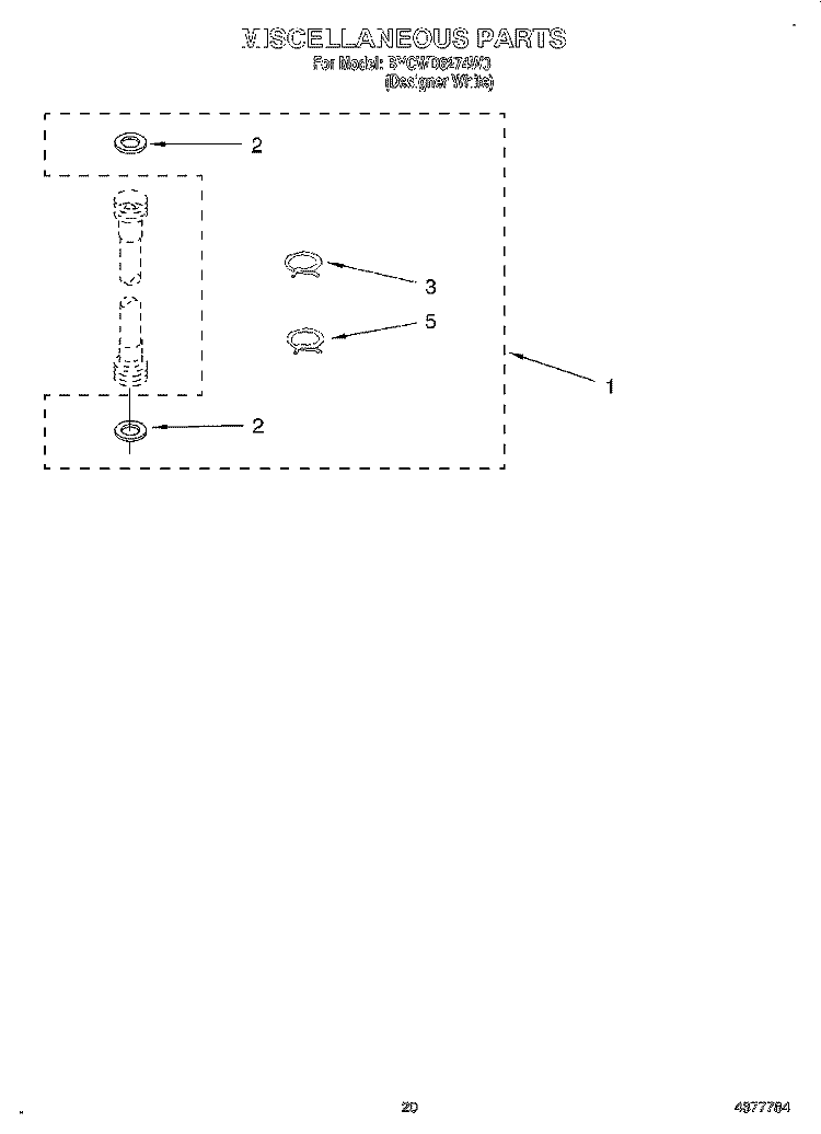 MISCELLANEOUS, LIT/OPTIONAL Diagram and Parts List for BYCWD6274W0  Crosley Washer Dryer Combo