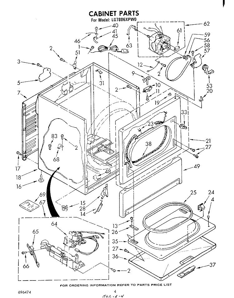 CABINET Diagram and Parts List for LG7806XPW0  Whirlpool Dryer