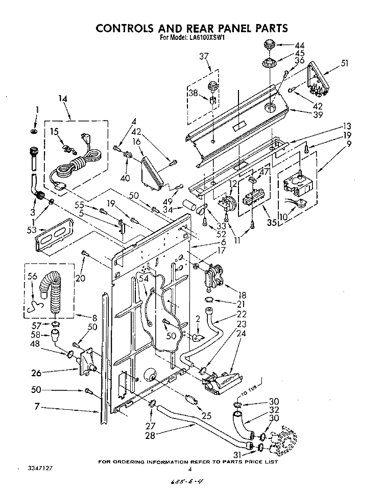 CONTROLS AND REAR PANEL Diagram and Parts List for LA6100XSW1  Whirlpool Washer
