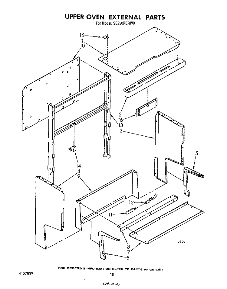 UPPER OVEN EXTERNAL Diagram and Parts List for SE950PERW0  Whirlpool Range