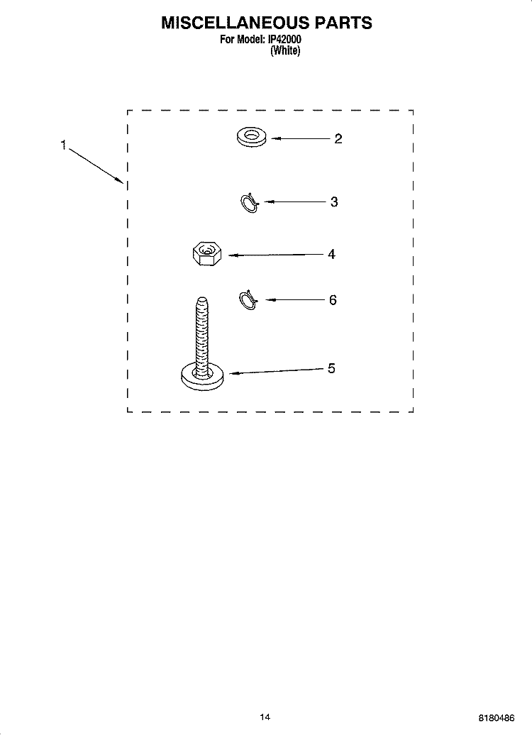 MISCELLANEOUS  PARTS, OPTIONAL PARTS (NOT INCLUDED) Diagram and Parts List for IP42000  Inglis Washer