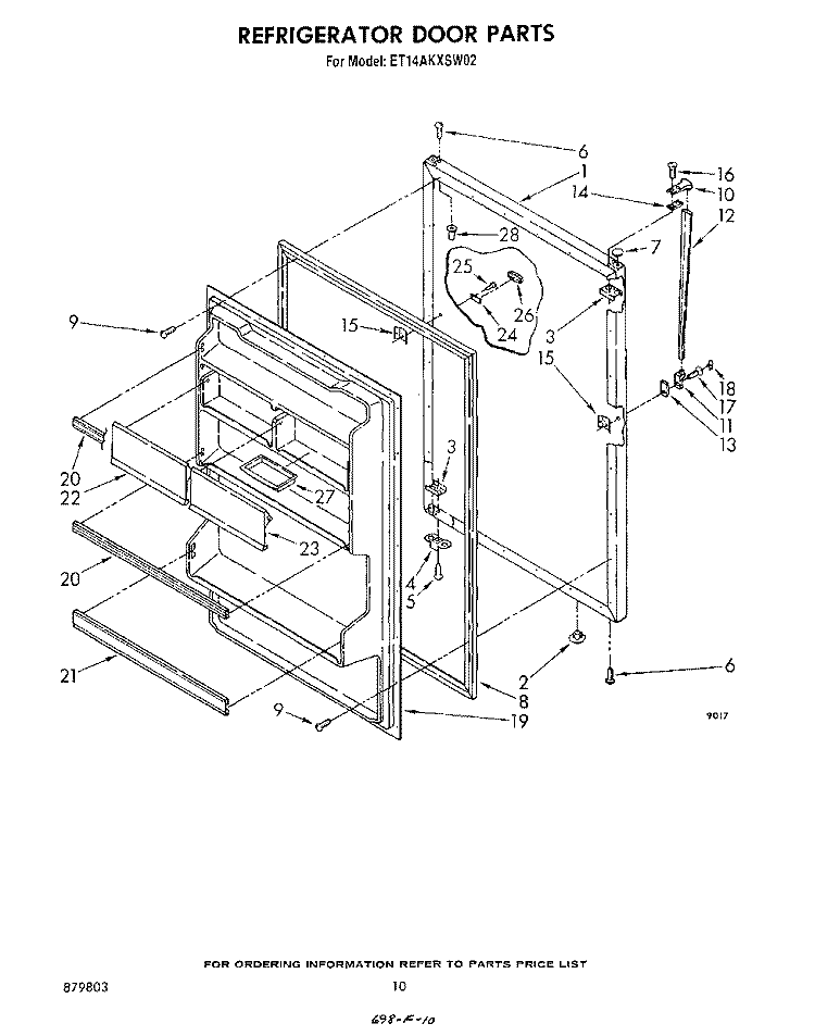 REFRIGERATOR DOOR , LIT/OPTIONAL Diagram and Parts List for ET14AKXSW02  Whirlpool Refrigerator