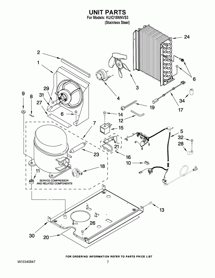 UNIT PARTS Diagram and Parts List for KUIO18NNVS3  KitchenAid Ice Maker