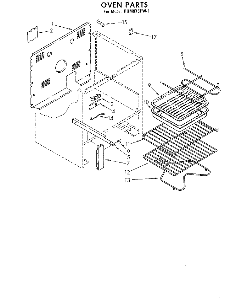 SECTION Diagram and Parts List for RHM975PW1  Whirlpool Range