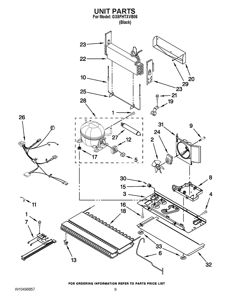 UNIT PARTS Diagram and Parts List for GX5FHTXVB06  Whirlpool Refrigerator