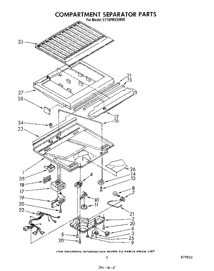 COMPARTMENT SEPARATOR Diagram and Parts List for ET18PMXSW00  Whirlpool Refrigerator