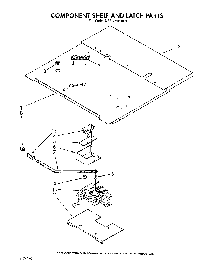 COMPONENT SHELF AND LATCH Diagram and Parts List for KEBI271WBL3  KitchenAid Wall Oven