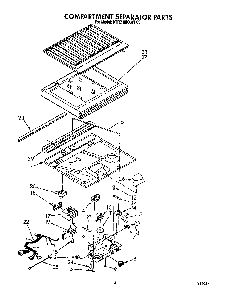 COMPARTMENT SEPARATOR Diagram and Parts List for KTRC18KXAL00  KitchenAid Refrigerator
