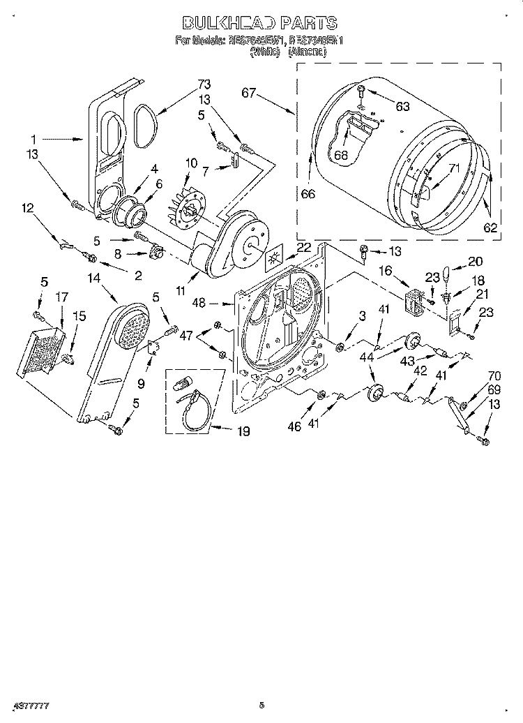 SECTION Diagram and Parts List for RES7648EN1  Roper Dryer