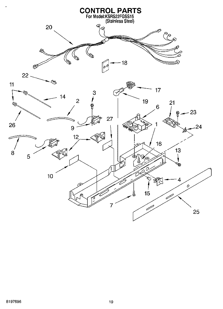CONTROL, OPTIONAL Diagram and Parts List for KSRS22FGSS15  KitchenAid Refrigerator