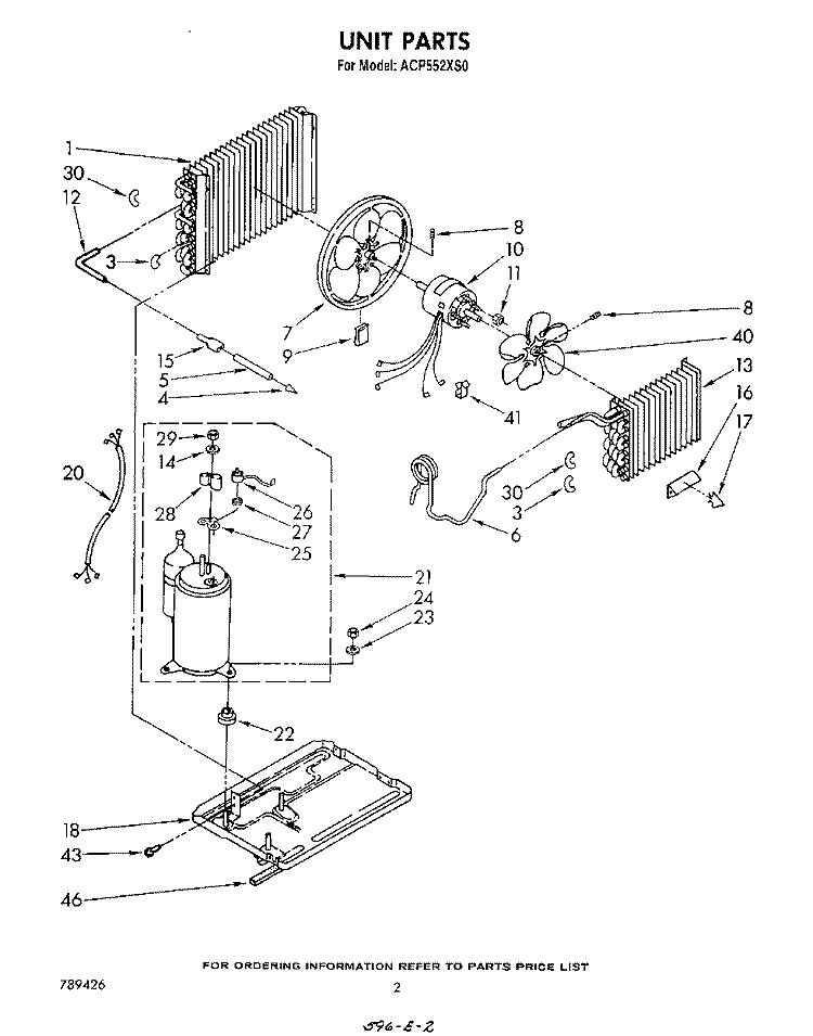UNIT Diagram and Parts List for ACP552XS0  Whirlpool Air Conditioner