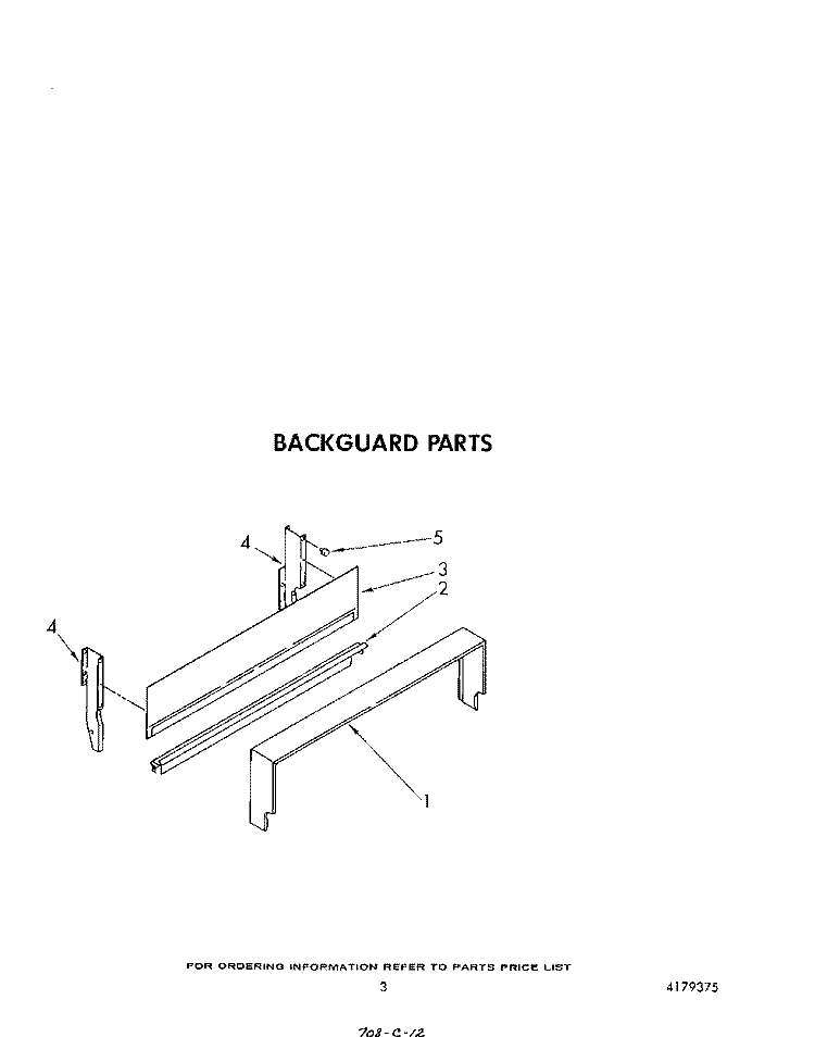 BACKGUARD Diagram and Parts List for SF302ESRW1  Whirlpool Range