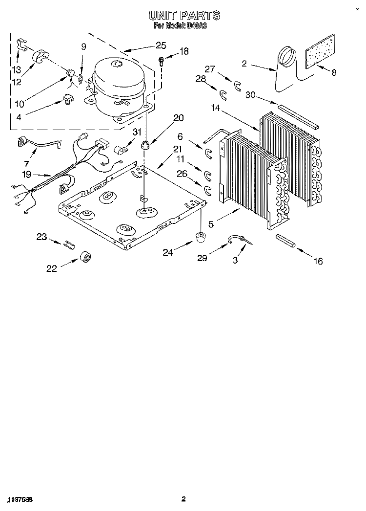 UNIT, LITERATURE Diagram and Parts List for D40A3  Whirlpool Dehumidifier