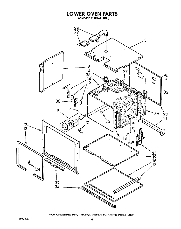 LOWER OVEN Diagram and Parts List for KEBS246XBL0  KitchenAid Wall Oven