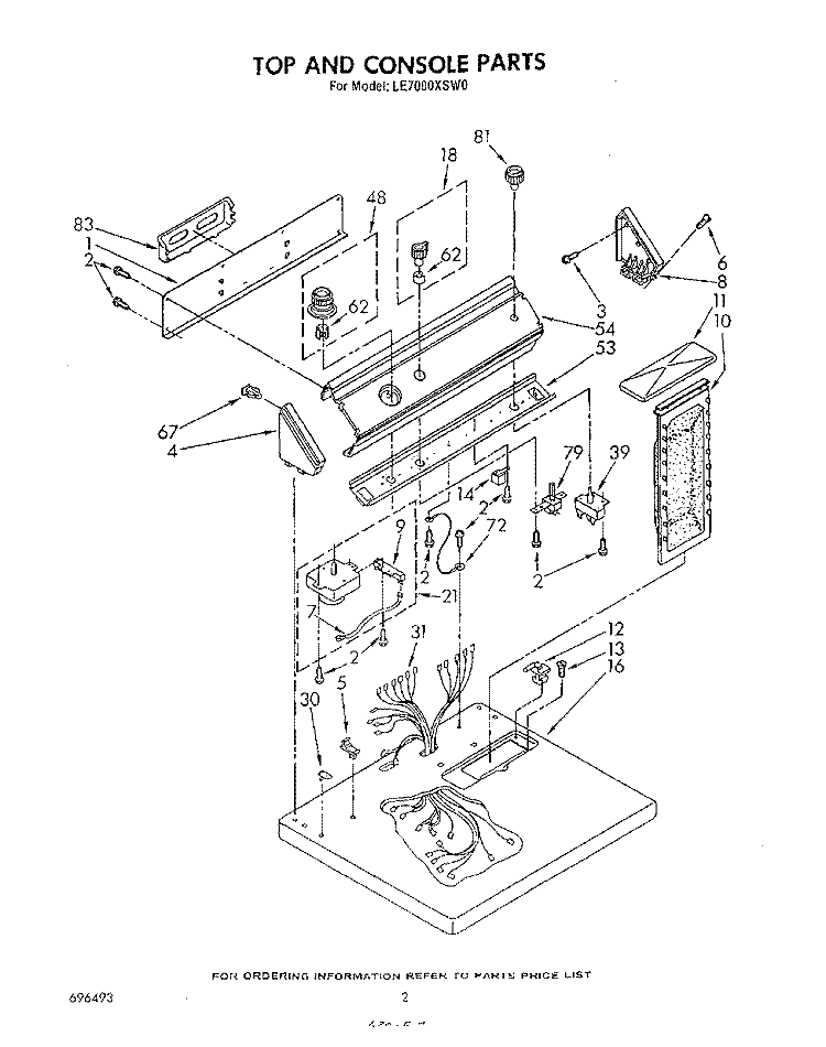 SECTION Diagram and Parts List for LE7000XSW0  Whirlpool Dryer