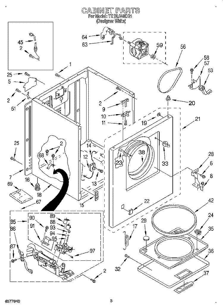 CABINET Diagram and Parts List for TGDL640DQ1  Whirlpool Dryer