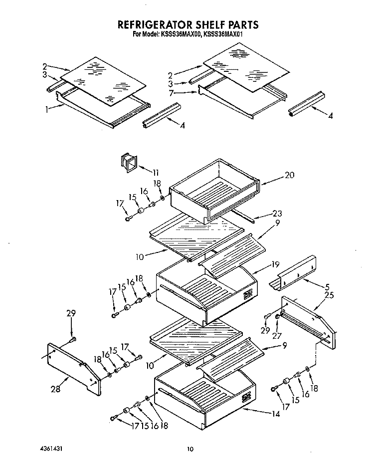 REFRIGERATOR SHELF Diagram and Parts List for KSSS36MAX00  KitchenAid Refrigerator